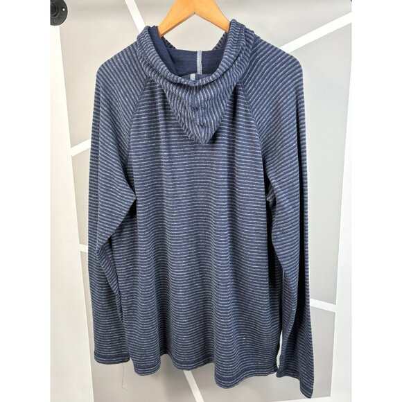 Tommy Bahama Men’s Large Tall Stinson Stripe Hoodie Ocean Deep Blue Pullover - Picture 2 of 12